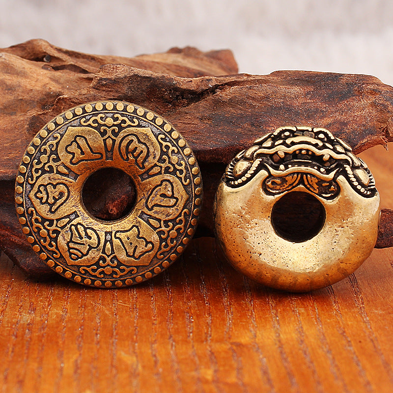 Solid Brass Pixiu and Six-Character Mantra Safety Buckle Keychain Pendant