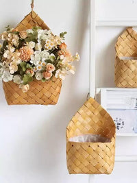 Nordic Woven Hanging Basket for Wall Decor, Kitchen Storage, and Planters