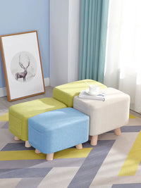Modern Fabric Upholstered Ottoman Stool for Living Room, Entryway, or Sofa Footrest