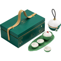 Dragon Boat Festival Portable Kung Fu Tea Set with Teapot, Cups, and Tray for Outdoor Camping