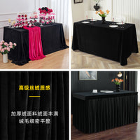 Thickened Black Velvet Tablecloth for Weddings, Conferences, Photography, Stage, Live Streaming, Light-Absorbing Background Fabric