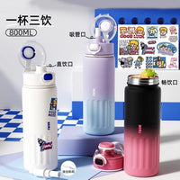Xiaochariji Insulated Straw Water Bottle, Portable Stainless Steel, Large Capacity for Students