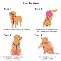 Pet Dog Diaper with Adjustable Suspenders for Incontinence and Heat Cycles