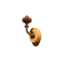 Vintage Ceramic Pumpkin & Beech Wood Wall Hooks for Entryway & Home Decor, Drill-Free Adhesive or Punch Installation