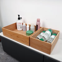 Stackable Bamboo Storage Box for Desktop, Kitchen, and Home Organization