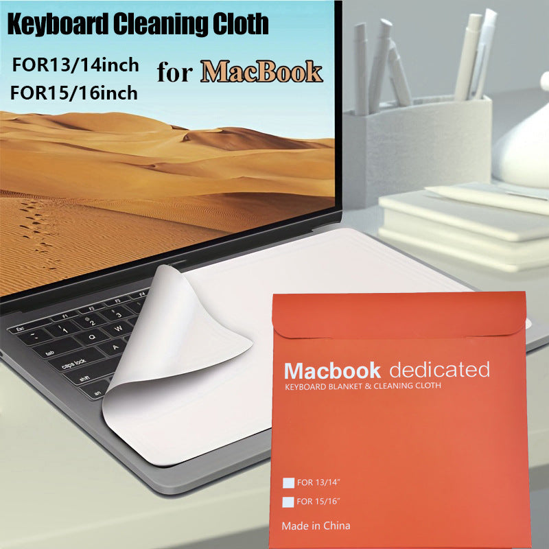 Laptop Keyboard Dust Cover & Screen Cleaning Cloth for MacBook