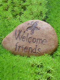 Outdoor Garden Welcome Stone Ornament Resin Simulation Fake Rock Decoration for Lawn Patio