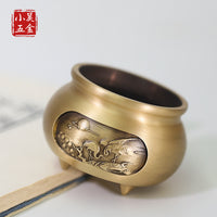 Mini Brass Incense Burner with Crane Design, Antique Style Censer for Stick Incense