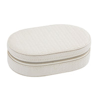 Portable Oval Jewelry Box with Zipper, PU Leather, Multi-layer Storage for Necklaces, Rings, Earrings