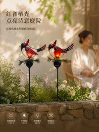 Solar Powered Red Bird Garden Stake Lights for Outdoor Lawn & Patio Decor