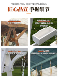 Outdoor Solid Wood Swing Chair for Patio Garden Balcony - Single/Multi-Person Anti-Corrosion Wooden Hanging Seat