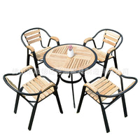 Outdoor Patio Garden Wood-Plastic Composite Dining Table and Chair Set
