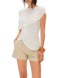 Linen Tencel Lyocell Camisole Top with Relaxed Shawl Slim Fit Set for Women
