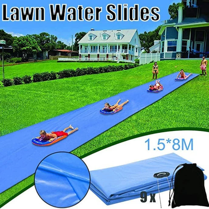 Kids Inflatable Water Slide Lawn Racing Track Outdoor Garden Water Toy