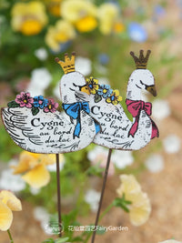 French Vintage Iron Garden Animal Planter Picks for Patio and Yard Decor