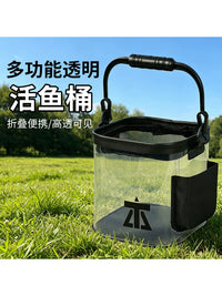 Portable Folding Transparent Square Water Bucket for Fishing and Outdoor Activities