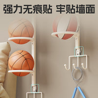 Wall-Mounted Sports Ball Storage Rack - No-Drill Organizer for Basketball, Football, Volleyball, Badminton