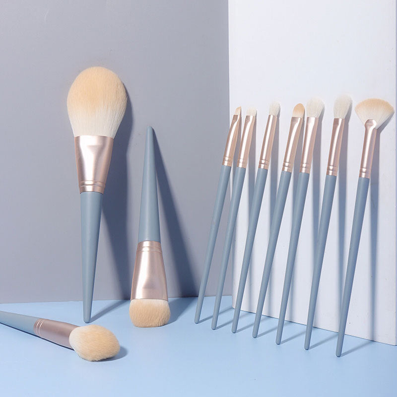 Blue Bridge 10-Piece Soft Bristle Makeup Brush Set with Blush and Powder Brushes