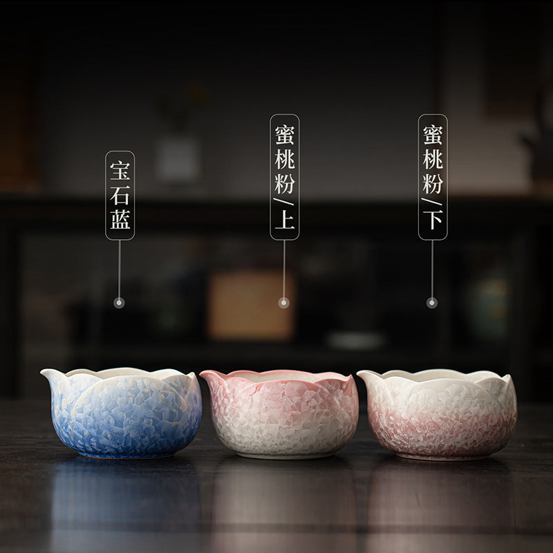Ceramic Matcha Tea Ceremony Set with Crystalline Ice Flower Pattern, Includes Bowl, Whisk, and Whisk Holder