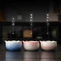 Ceramic Matcha Tea Ceremony Set with Crystalline Ice Flower Pattern, Includes Bowl, Whisk, and Whisk Holder