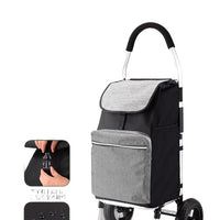 Foldable Shopping Cart with Aluminum Alloy Frame and Silent Wheels for Groceries
