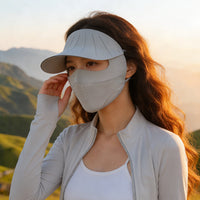 UV Protection Sun Mask for Women, Full Face Ice Silk Breathable Sunshade with Brim