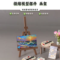 Dollhouse Miniature Easel with Painting for BJD Photography Props