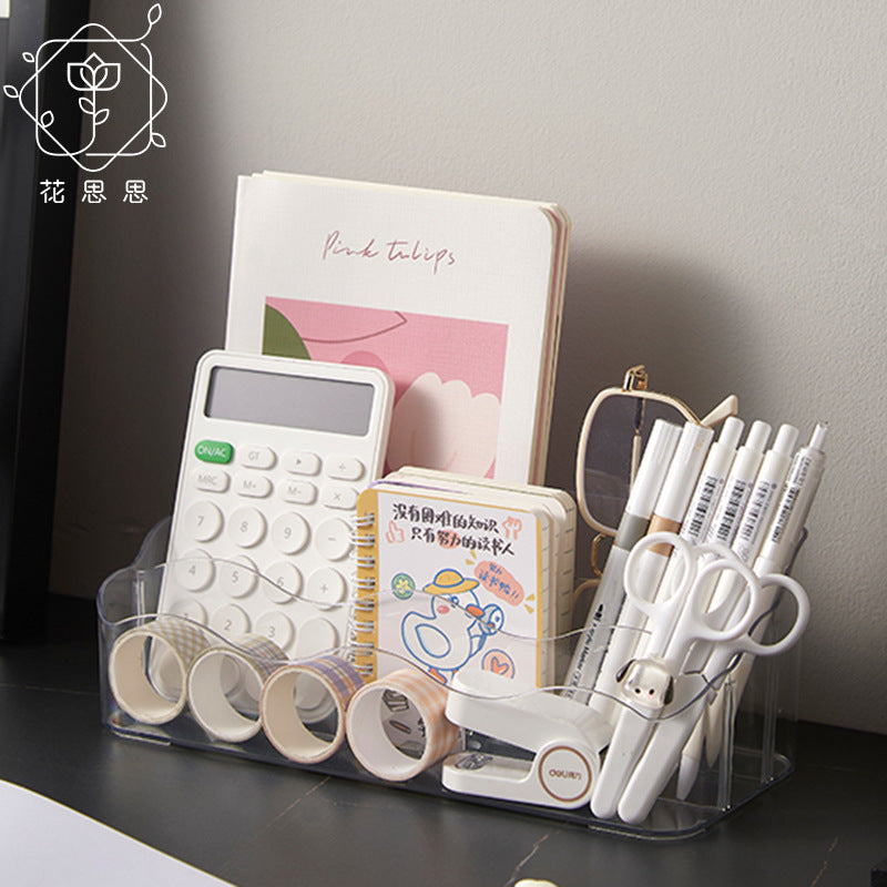 Transparent Multi-layer Desktop Storage Box for Stationery, Stickers, Cards, and Art Supplies