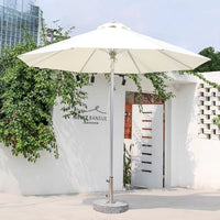 Outdoor Patio Umbrella with Wood Grain Aluminum Pole, UV Protection, Wind-Resistant Sunshade for Beach, Pool, and Garden
