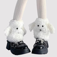 Cute Plush Lamb Wool Dog Ear Lolita Leg Warmers for Women