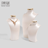 Mannequin Bust Necklace Display Stand with Metal Ring for Jewelry Counter