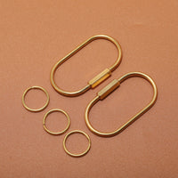 Brass Oval Nordic Minimalist Screw Lock Keychain Car Key Ring Detachable