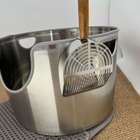Stainless Steel Cat Litter Box with High Sides for Maine Coon Cats, Anti-Splash Open Top Litter Pan