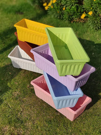 Rectangular Resin Planter Box with Tray for Vegetables and Plants, Thickened Balcony Garden Pot