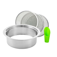Stainless Steel Garden Soil Sieve Set with Interchangeable Mesh Screens for Potting and Sampling