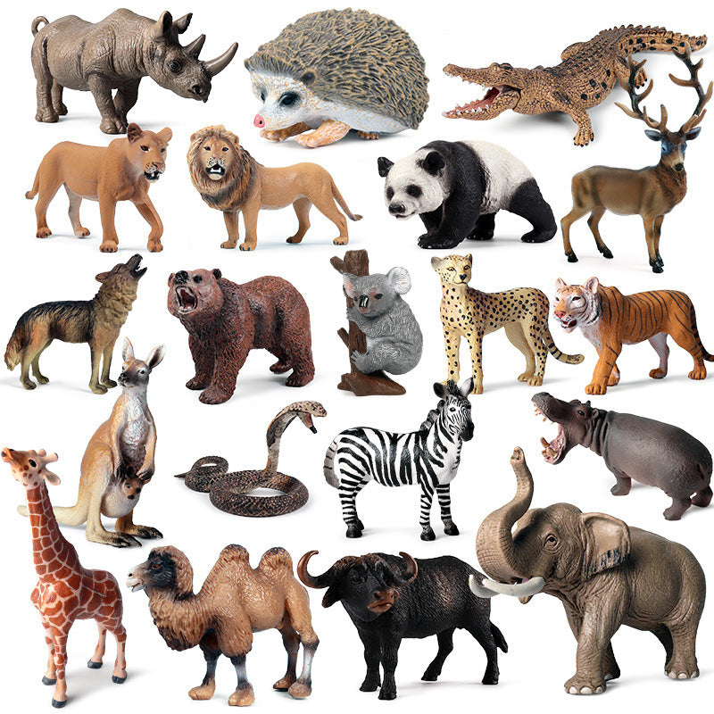Realistic Animal Figurines: Lion, Tiger, Giraffe, Elephant, Rhino, Cheetah, Wolf, Panda, Camel Models