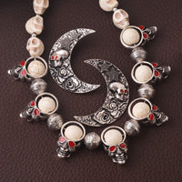 Halloween Dark Style Skull Beaded Necklace and Earring Set