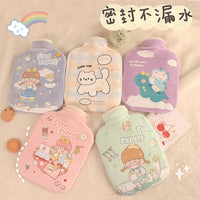 Cartoon Hot Water Bottle with Plush Cover, 900ml Mini Hand Warmer