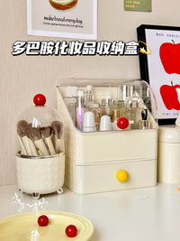 Dopamine Color Large Capacity Dustproof Cosmetic Organizer with Drawers and Brush Holder