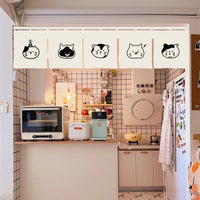 Cute Cat Print Japanese Noren Doorway Curtain for Kitchen Bedroom Decor