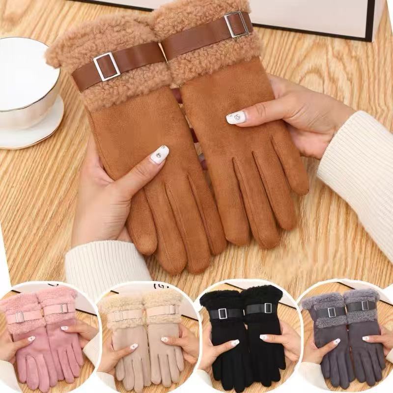 Women's Winter Warm Touchscreen Gloves with Lambswool Lining for Outdoor Cycling Skiing