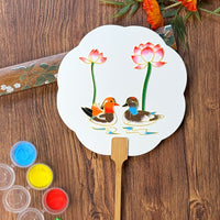 Cloisonne Enamel DIY Kit for Chinese Traditional Fan - Wedding Gift Double Happiness Mandarin Duck Design