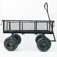 Heavy-Duty 4-Wheel Folding Utility Cart with Mesh Sides