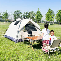 Portable Pop-Up Camping Tent for 3-4 People - Automatic Setup, Single Layer, Double Door Design