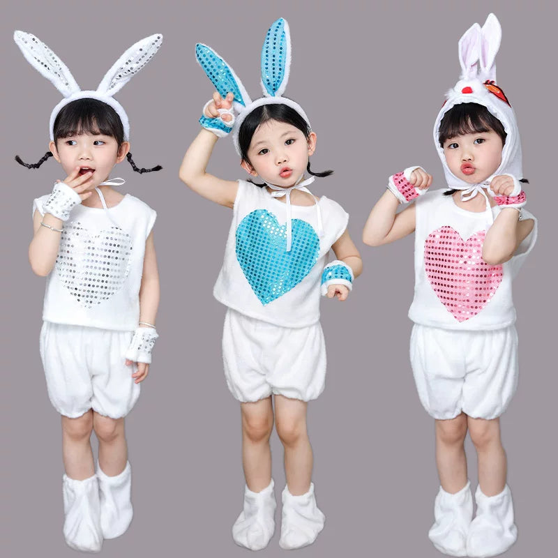 Kids' Sequin Bunny Costume Dress for Stage Performance and Dance