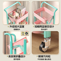 Foldable 3-Tier Storage Rack with Wheels and Handles for Kitchen and Home Organization