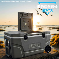Large Insulated Fishing Cooler Box with Wheels for Outdoor Activities and Commercial Use