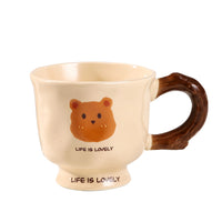 French Cream Bear Mug, Cute Simple Milk Cup for Students and Couples, Large Capacity Ceramic Mug