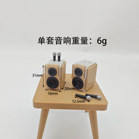 1:12 Dollhouse Miniature Speaker with Microphones Set, Simulation Audio System Model for Pretend Play