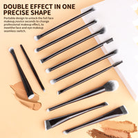 Nongying 16-Piece Double-Ended Makeup Brush Set for Eyes and Face